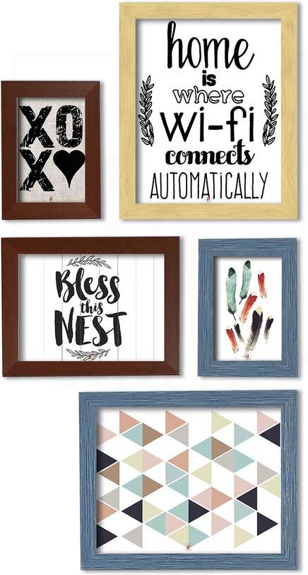 Set of 5 Brown beige blue art painting form painting mantra brand 