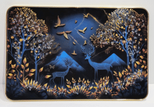 Each slim painting is perfectly crafted by our highly skilled worker for our valuable customer. Painting is made up of high-grade synthetic wood with golden slim frame on it. High-definition print of each panel is laminated with high gloss finish which gives a painting a luxury touch. Rainbow crystals are embedded on surface of each panel to give premium finish