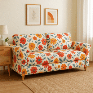 stretchable sofa cover on modern Indian sofa