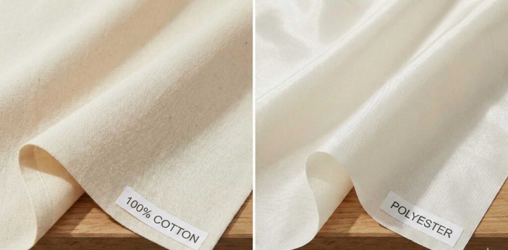 Difference between cotton and polyester bedsheet texture.